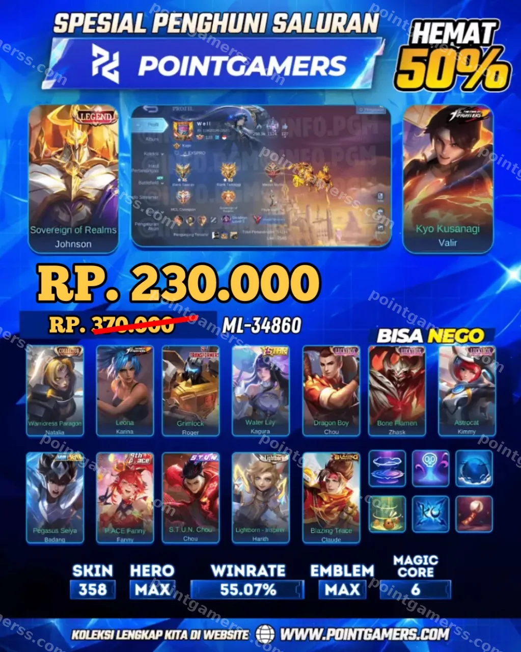 JOHNSON LEGEND, VALIR KOF 1