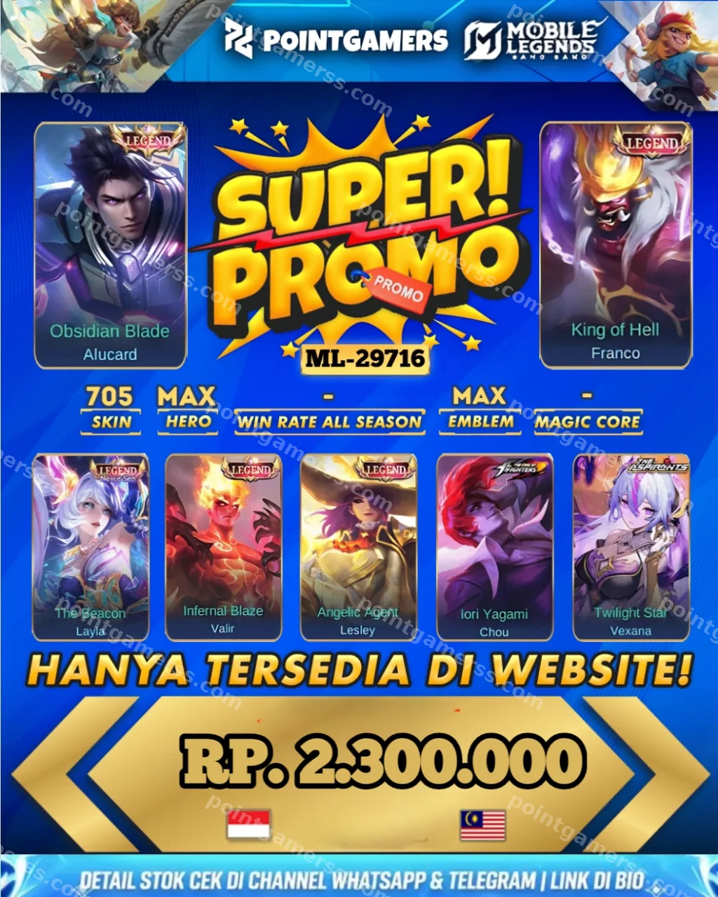 LAYLA LEGEND, LESLEY LEGEND, FRANCO LEGEND, ALUCARD LEGEND, VALIR LEGEND 1