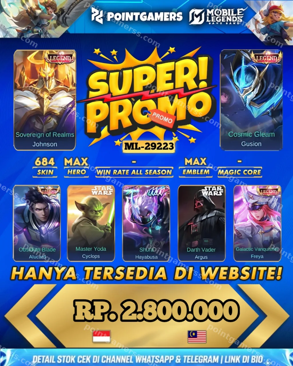 PROMO  FREYA LEGEND, JOHNSON LEGEND, ALUCARD LEGEND, GUSION LEGEND 1